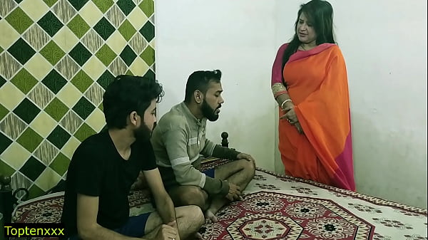 Sizzling Hindi Threesome: Mature Aunty Malkin Seduces Two Eager Young Men