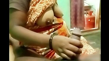 Indian Aunty’s Hand Stroking Boy’s Stiff Cock Into A Hot Mess